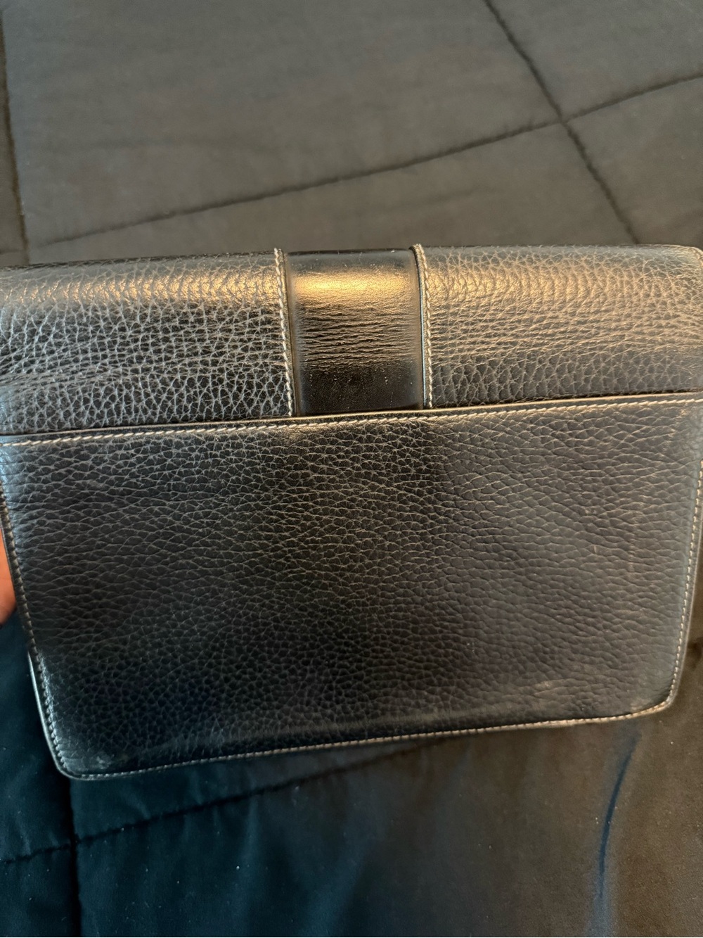 Burberry Black Textured Leather Clutch with Gold-Tone Lock - Picture 3 of 6